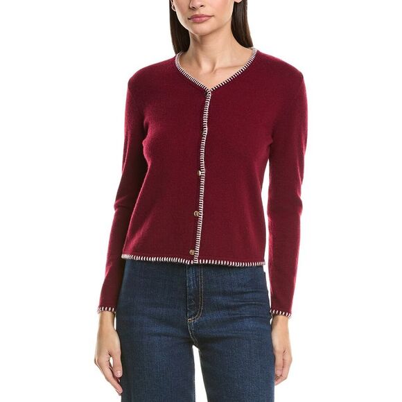 Bruno Magli WomensBlanket Stitch Wool & Cashmere-Blend Cardigan, Red